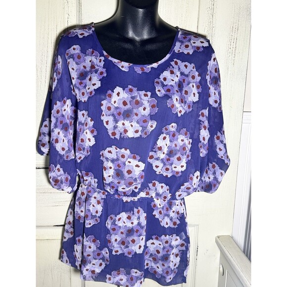 Erin Fetherston Sheer Purple Blouse Dolman Sleeves Sz XS - Picture 7 of 7